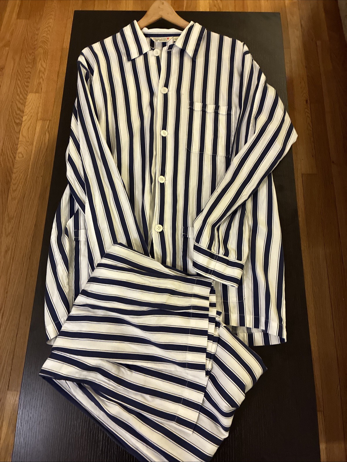 Vintage Derek Rose Pajama Set Mens 44 L Navy White Stripe Cotton Made in England Vintage Derek Rose Pajama Set Mens 44 L Navy White Stripe Cotton Made in England