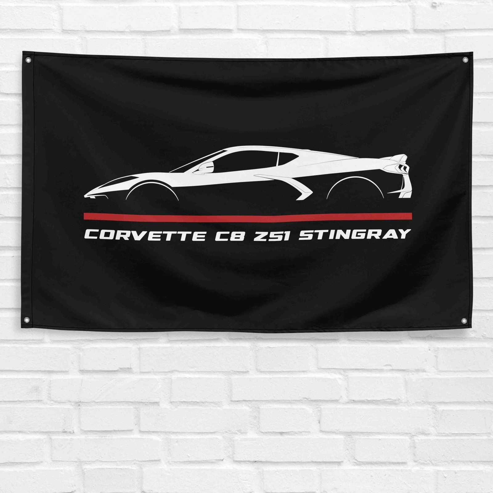 Corvette C8 Z51 Stingray 2019-2022 3x5 ft Flag Sports Car Garage Racing Banner