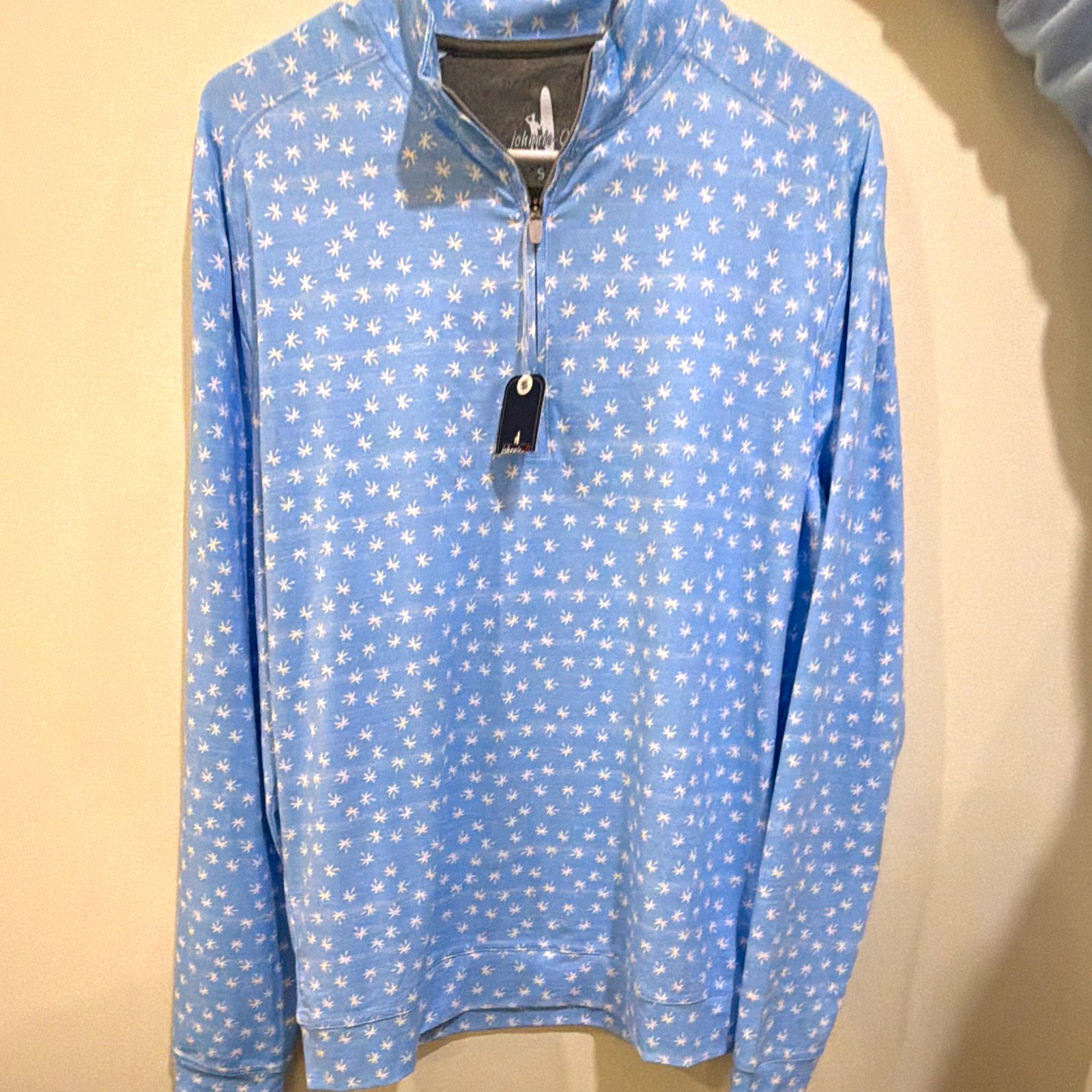 Johnnie-O Mens Activewear 1/4 Zip Mock Neck Star Pullover Top S Blue Johnnie-O Mens Activewear 1/4 Zip Mock Neck Star Pullover Top S Blue