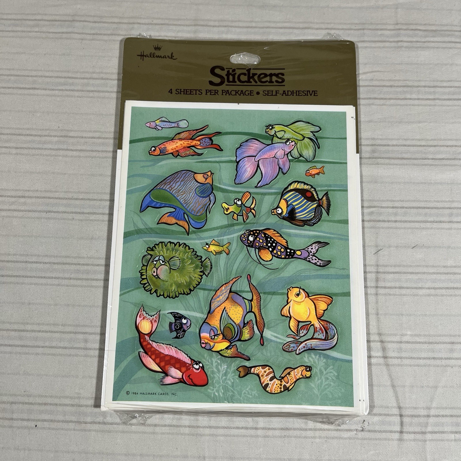 Rare HTF Vintage 1984 Hallmark Stickers Fish Tropical Sea Life 4 Sheets NEW