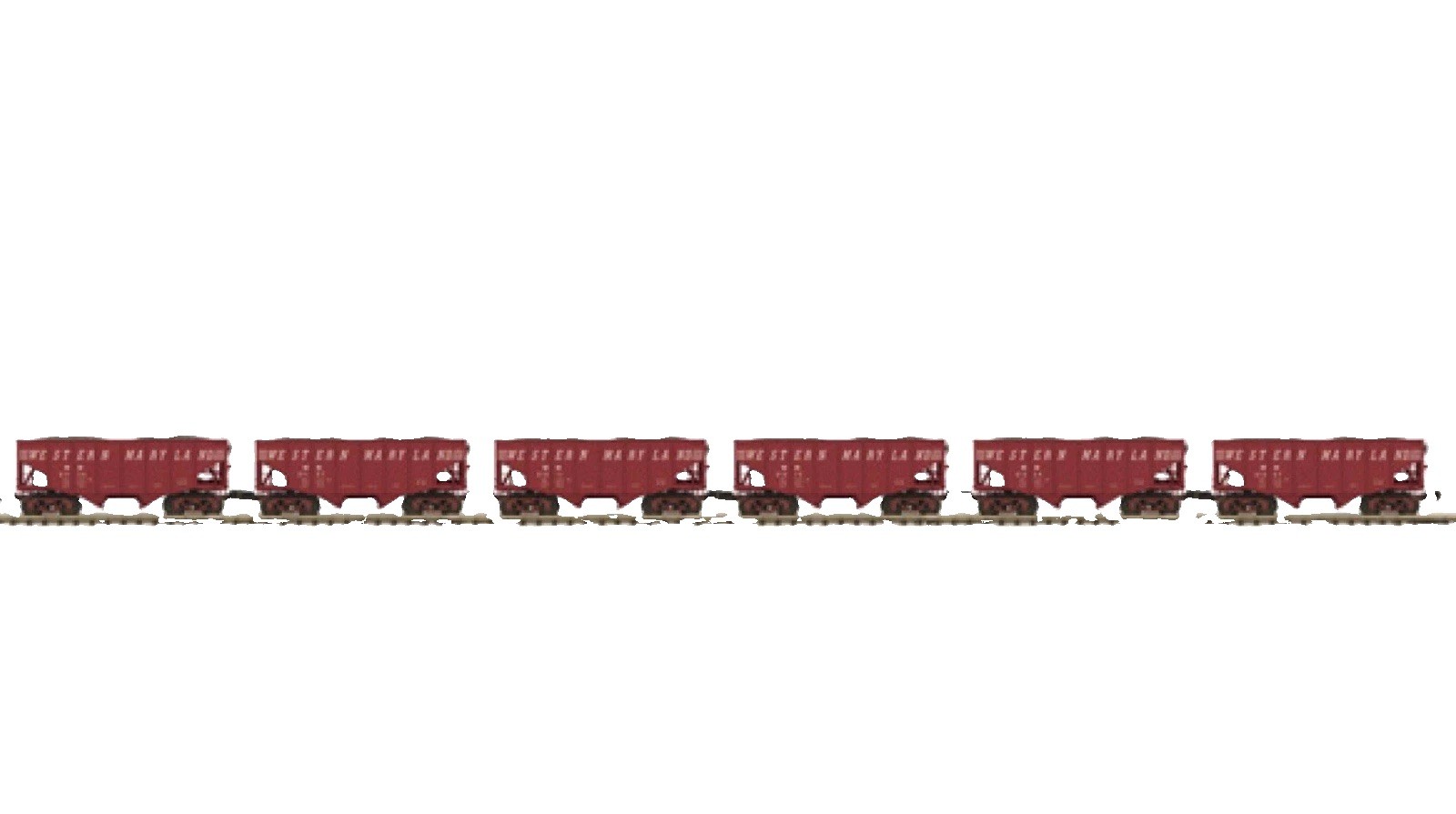 MTH Premier 20-90452 WESTERN MARYLAND 2-Bay Fish Belly Hopper 6-PACK COAL LOAD O
