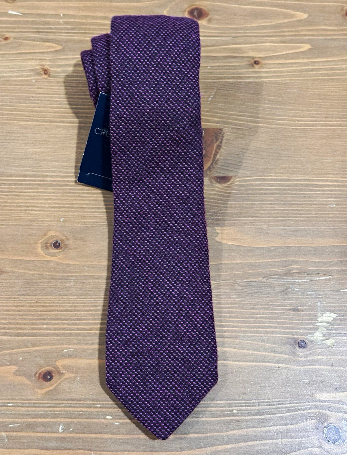 NWT Cremieux Men’s Woven 100% Wool Tie Purple Pink Geometric Pointed Logo Italy