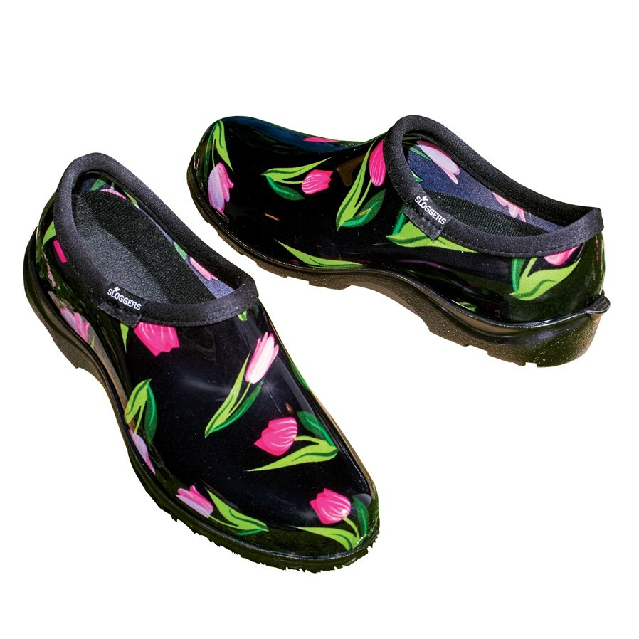 Pink Tulip Print Women Sloggers Clogs Waterproof Garden Shoes