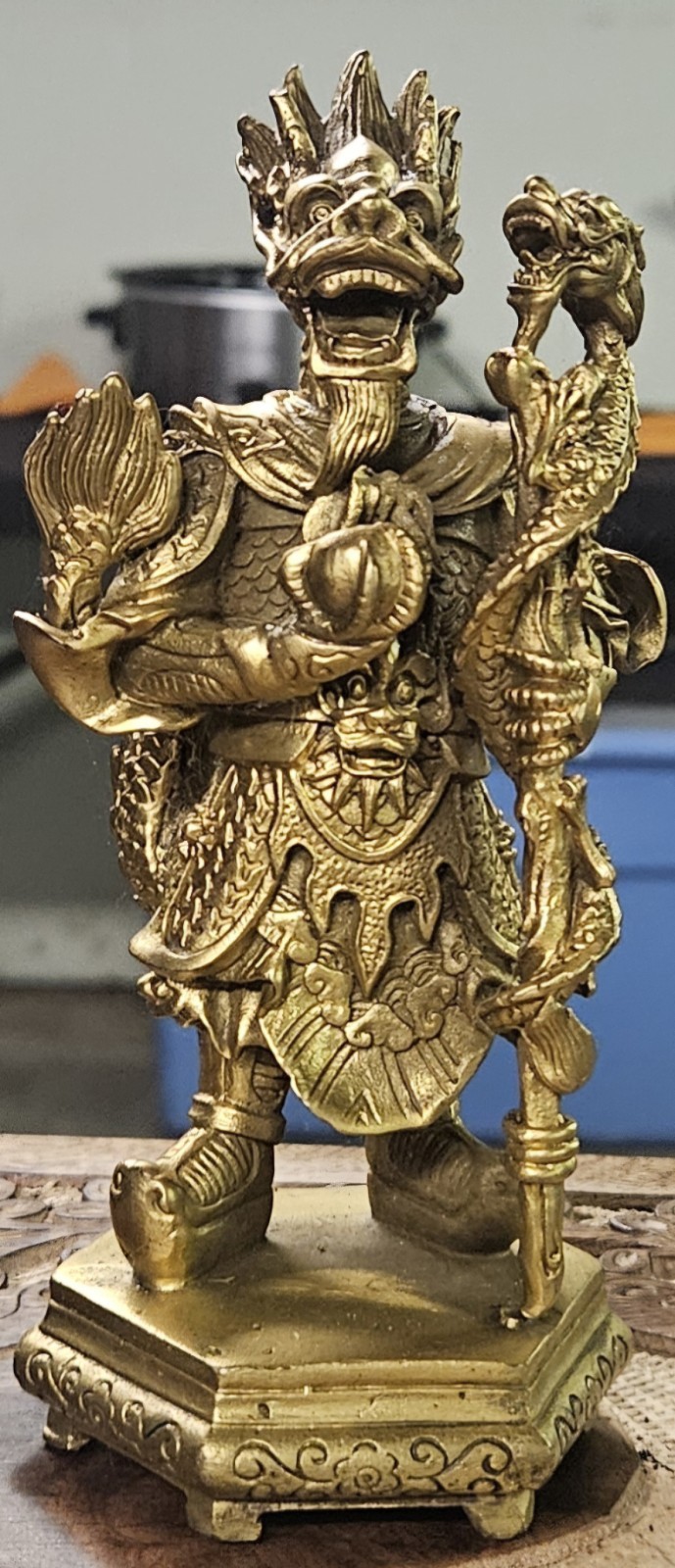 Small Brass Statue Of Chinese Dragon God Small Brass Statue Of Chinese Dragon God