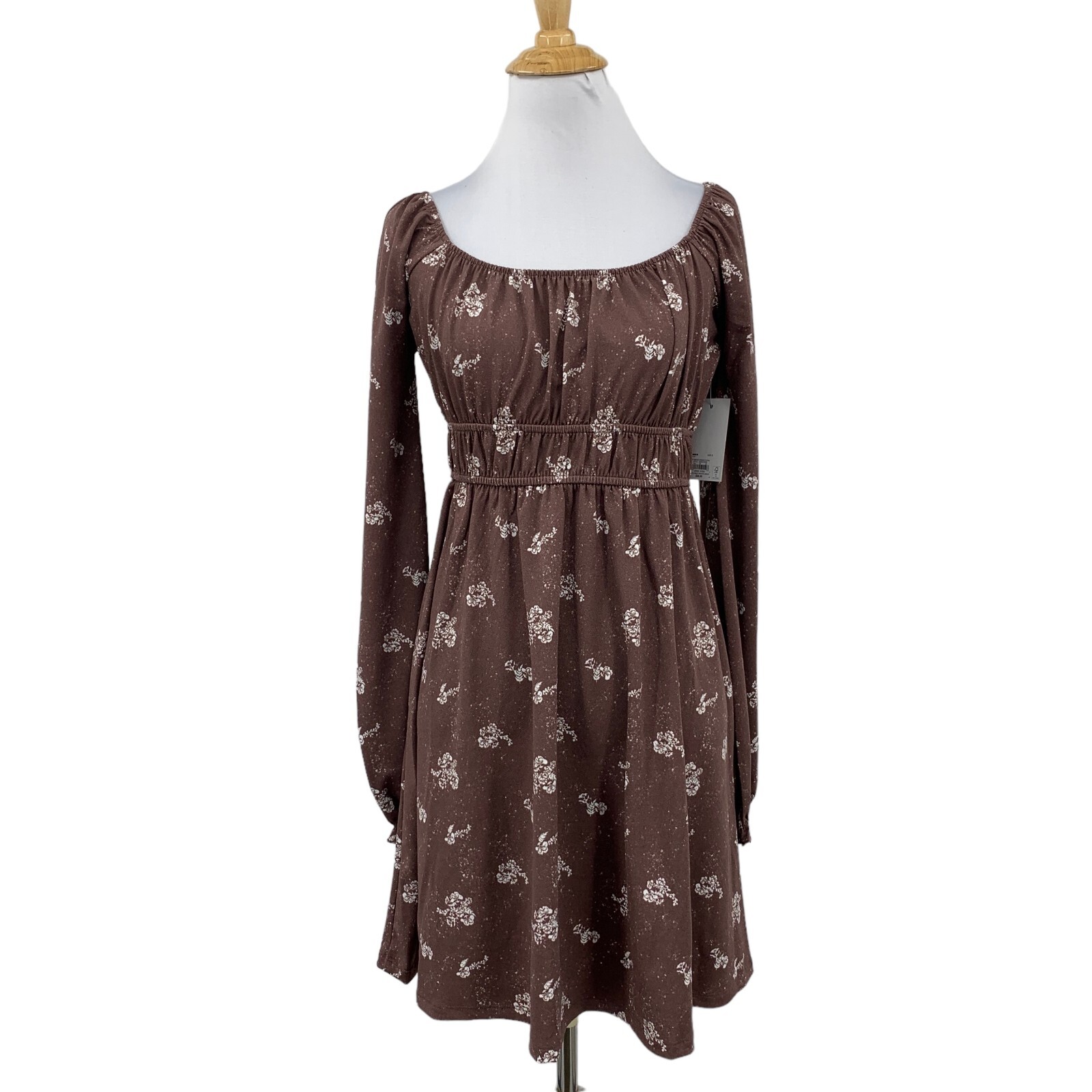 SO Kohls Dress Womens Junior S Small Mauve Skater Cinch Waist Floral Sweetheart