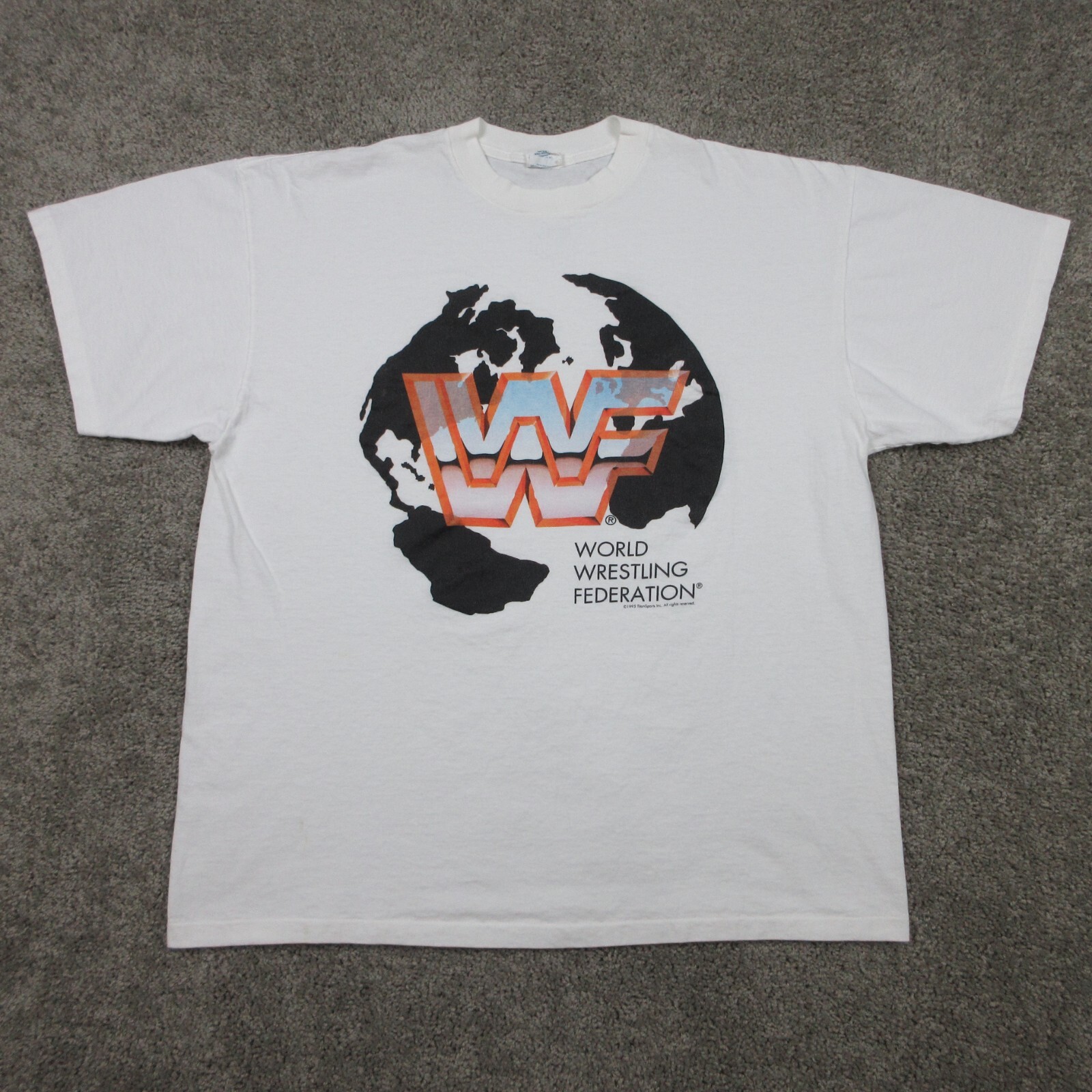 Vintage WWF Shirt Mens 2XL XXL White World Globe Earth Logo 1995 Titan Sports