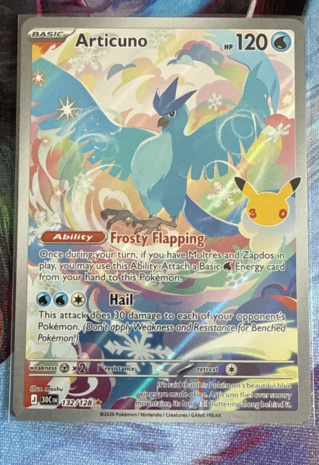 Pokemon TCG Articuno 132/128 Me: 30th Celebration Holo NM Pokemon TCG Articuno 132/128 Me: 30th Celebration Holo NM