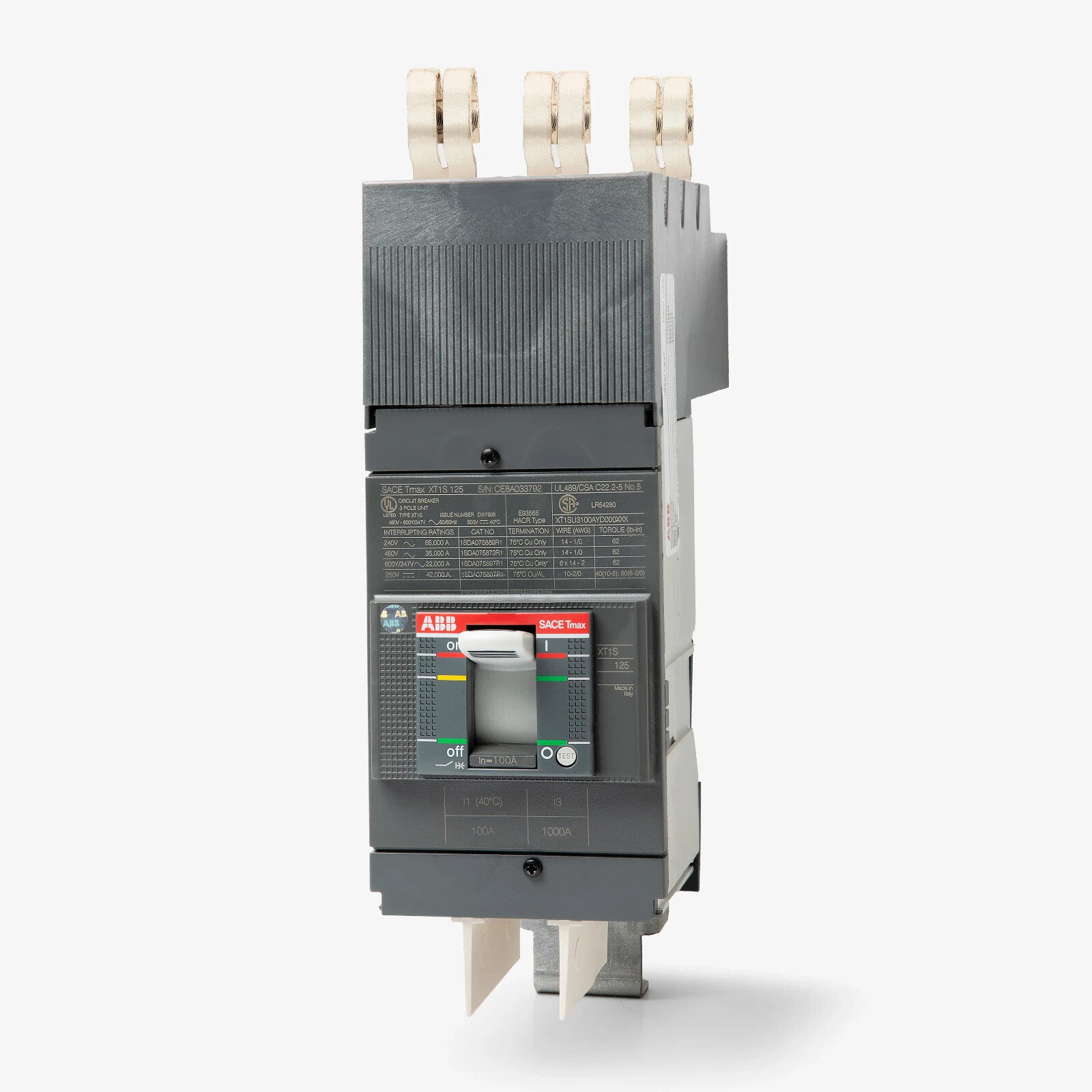 ABB XT1HU3100AYD000XXX 100A 480V SACE TMAX Circuit Breaker