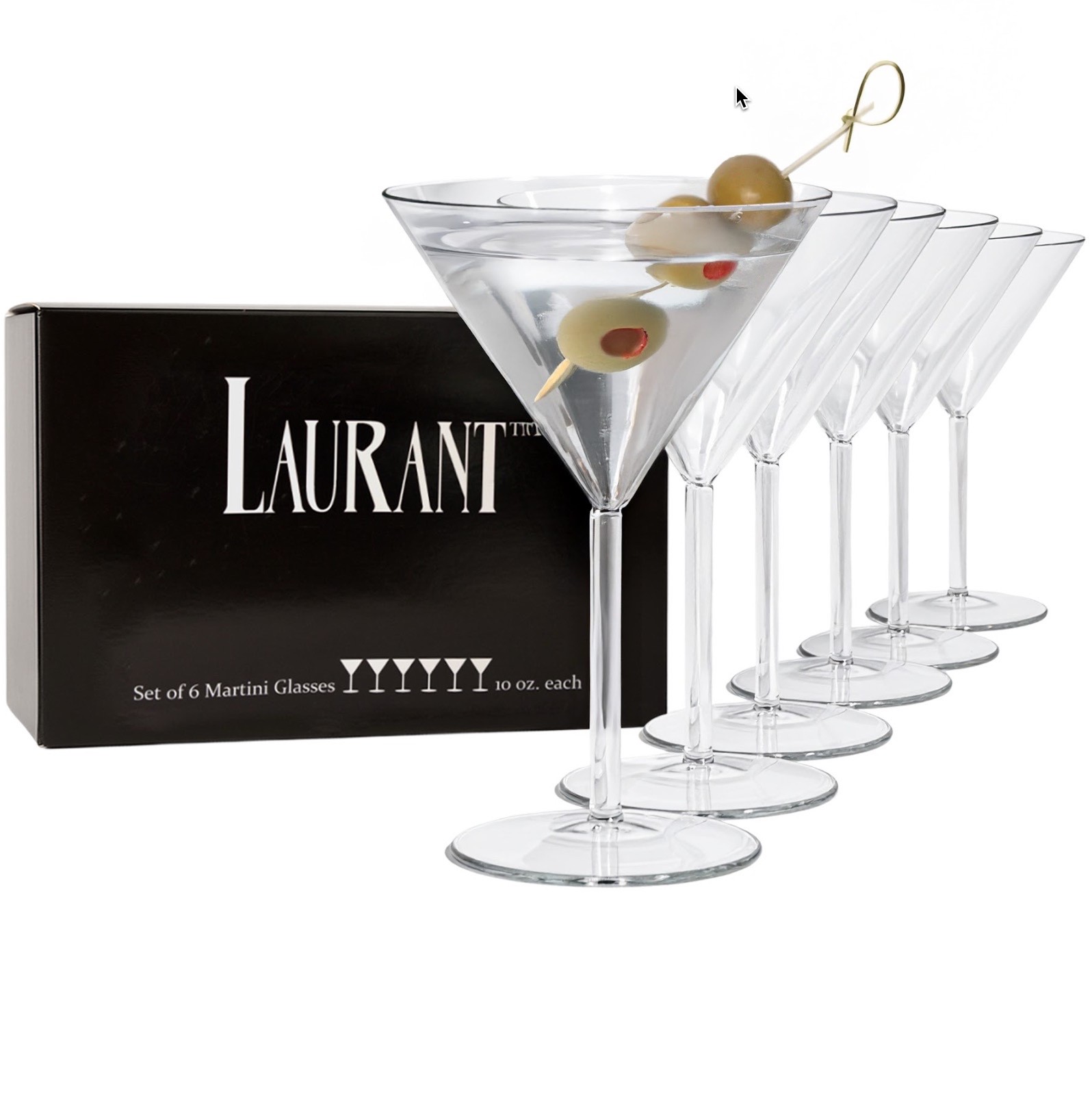LAURANT Unbreakable Clear Tritan Plastic Martini Glasses 10 oz. Set 6 BPA Free