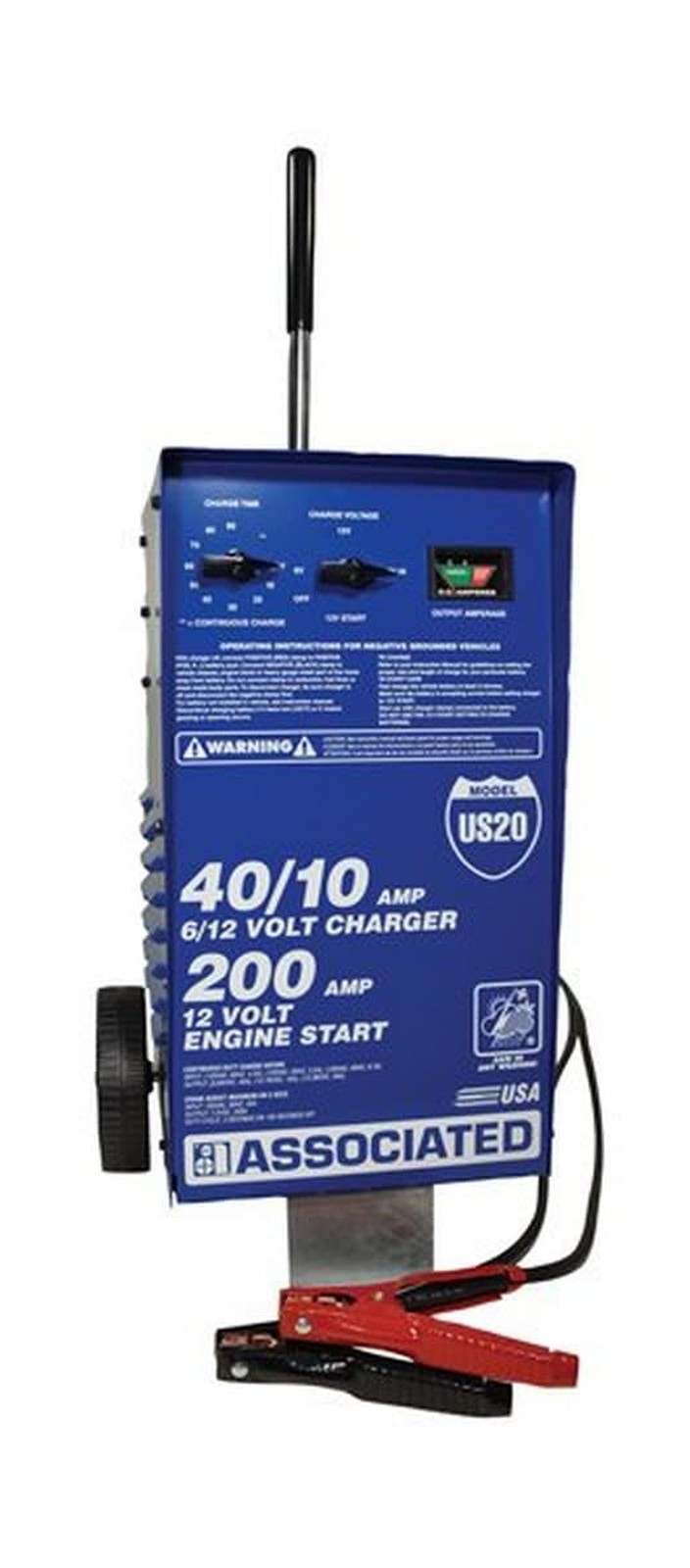 Associated Equipment US20 6/12 Volt Value Battery Charger Blue 24 Inch Associated Equipment US20 6/12 Volt Value Battery Charger Blue 24 Inch