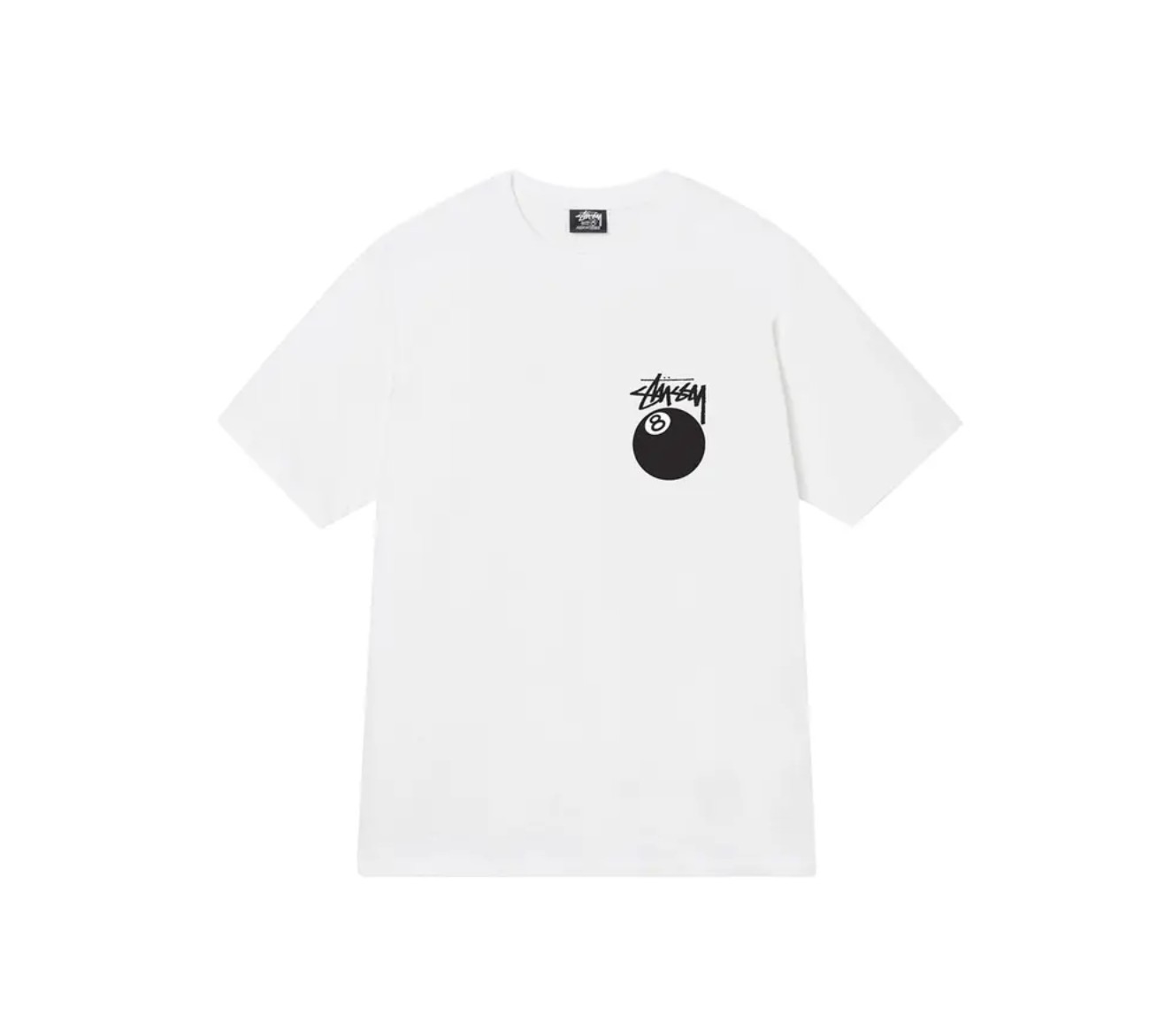 Stussy 8-Ball T-Shirt White Black Size L New Men\'s Short Sleeve Skate Tee