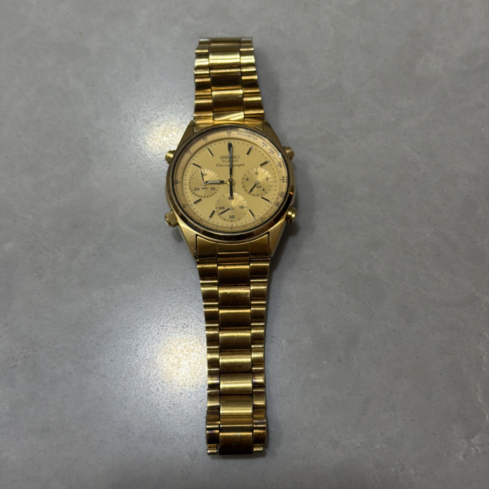 Vintage Seiko 7A28 Quartz Chronograph Gold Tone \