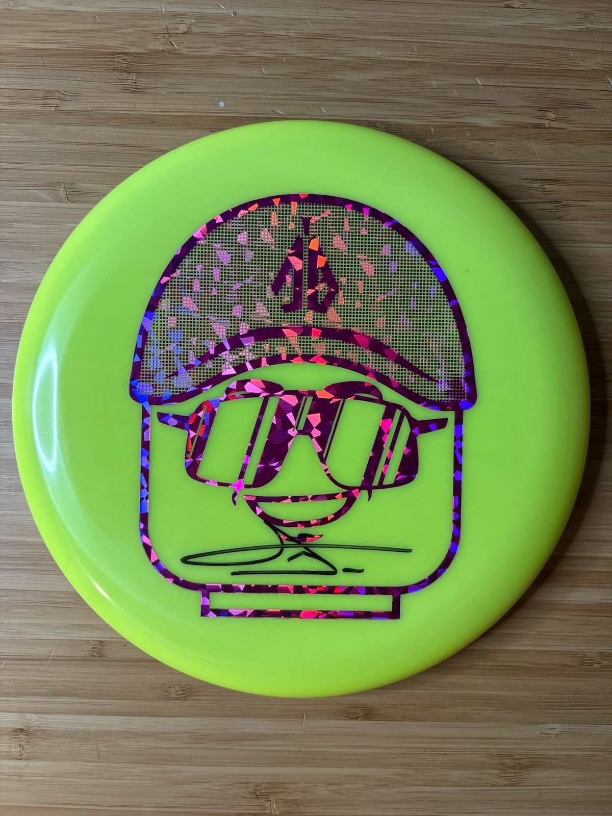 Autographed Discraft Anthony Barela Lego Big Head Z Luna Yellow Purple Shatter Autographed Discraft Anthony Barela Lego Big Head Z Luna Yellow Purple Shatter