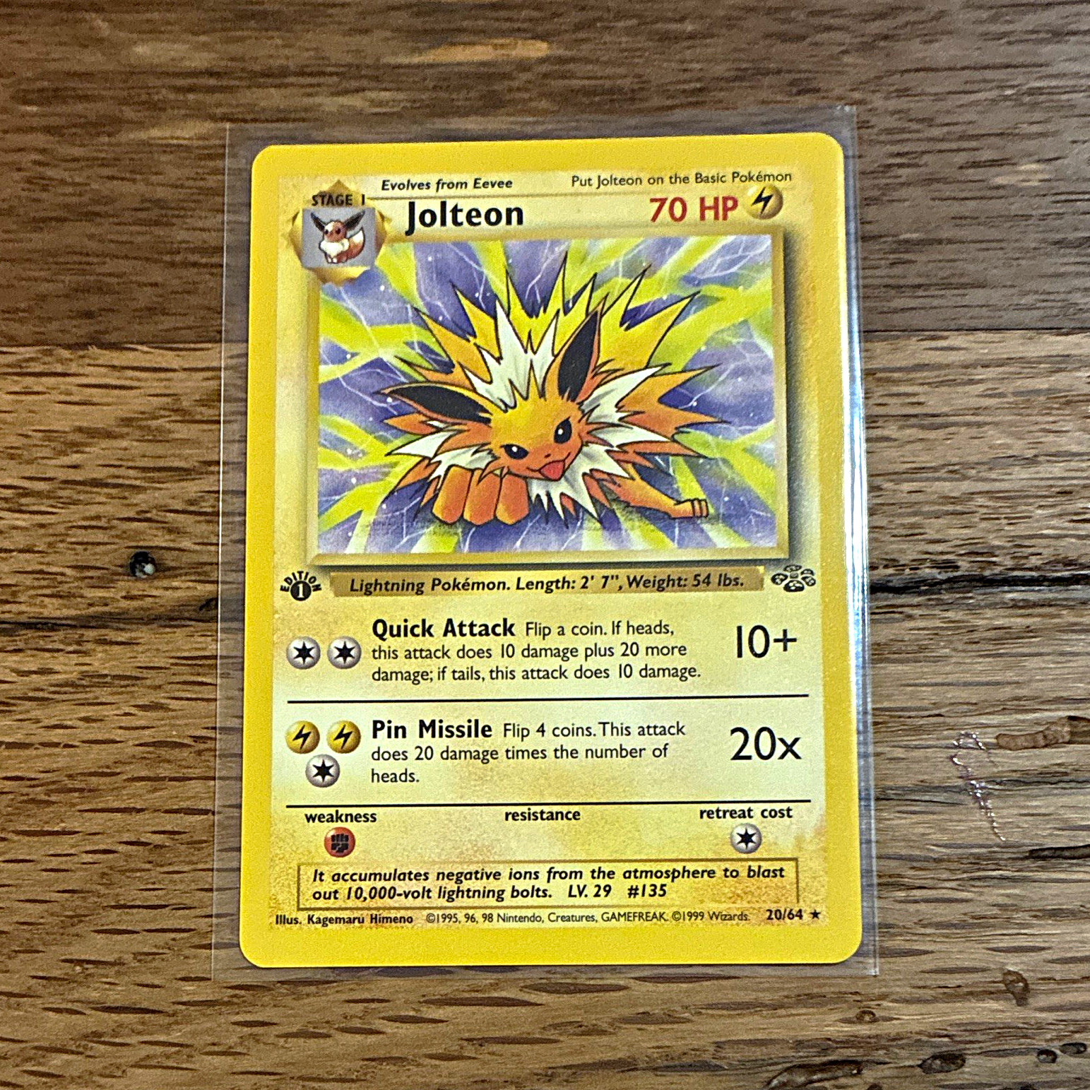 Wizards of the Coast Pokemon TCG Jolteon 20/64 Jungle Rare Regular ENG 1999