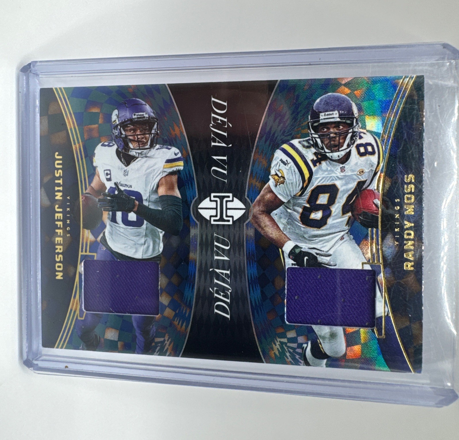 2024 Panini Illusions - Déjà Vu Randy Moss, Justin Jefferson #DV-MIN (MEM)