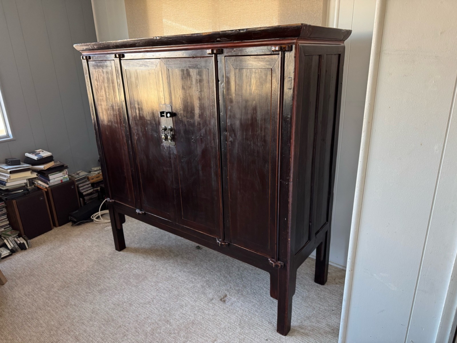 Vintage  Chinese Ming Media Tall Cabinet