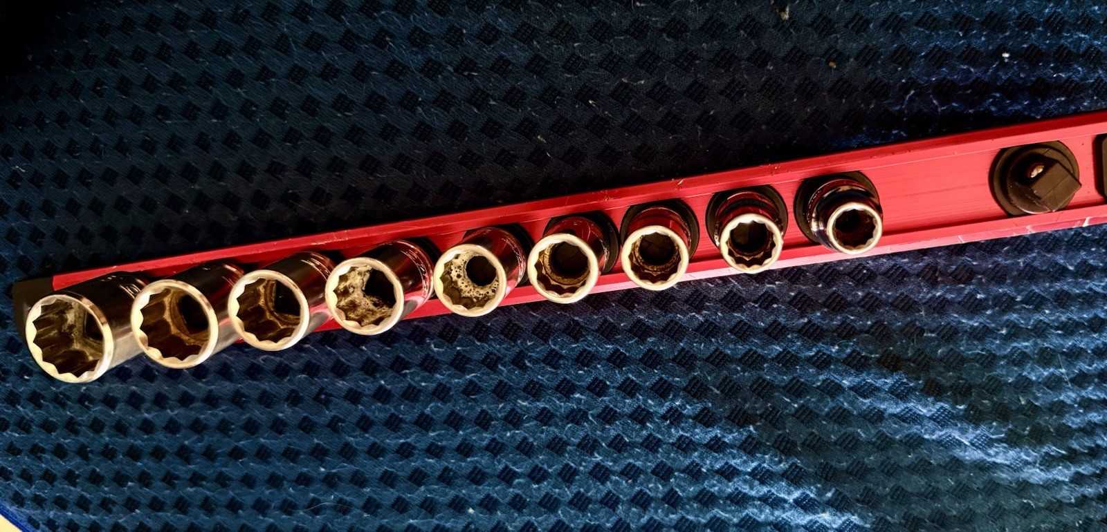 Vintage KMC Kmart 3/8 Metric 12 Point Socket Set Original 9 Pieces
