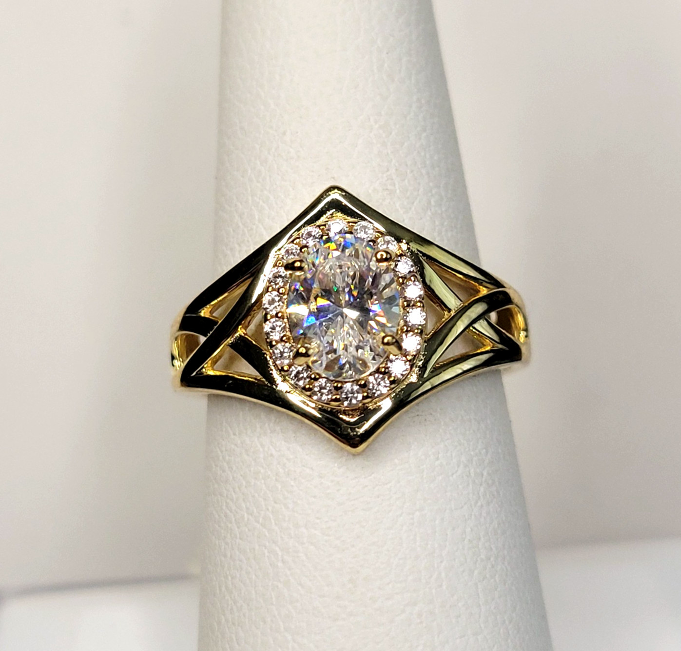 JTV DK-925 Strontium Titanate & Zircon 18K on Sterling Silver sz-8 ring 1.76ctw
