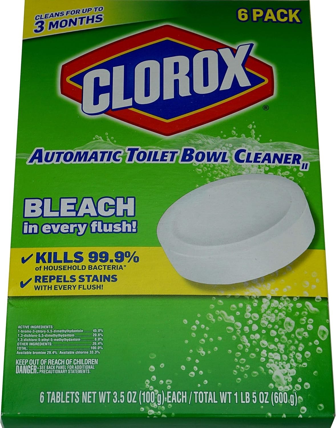 Clorox Bleach Automatic Toilet Bowl Cleaner Tablets, 6 Tablets - Pack of 1 - NEW