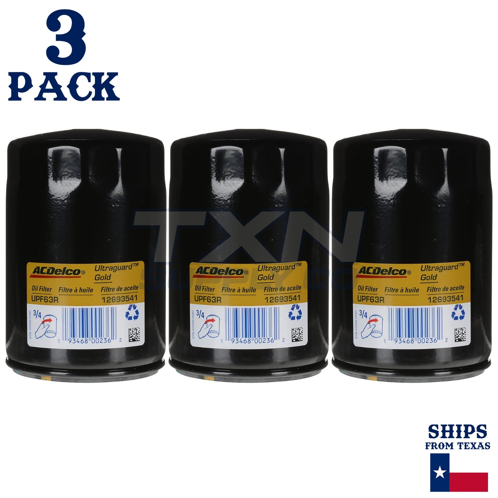 3 Pack ACDelco GM UPF63R Engine Oil Filter