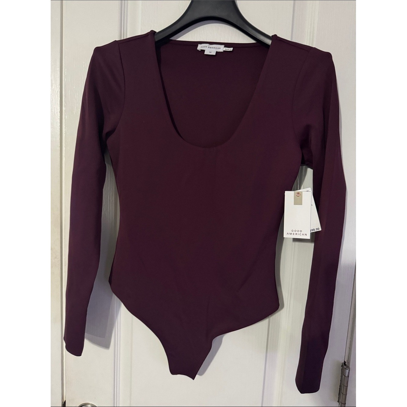 Good American Long Sleeve Scoop Neck Bodysuit - Plum Good American Long Sleeve Scoop Neck Bodysuit - Plum