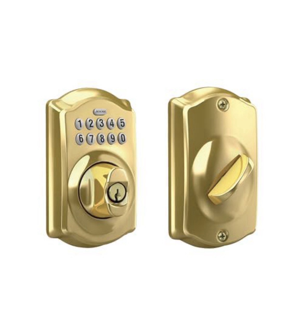 Schlage Camelot Electronic Keypad Deadbolt Lock Bright Brass Keyless Entry