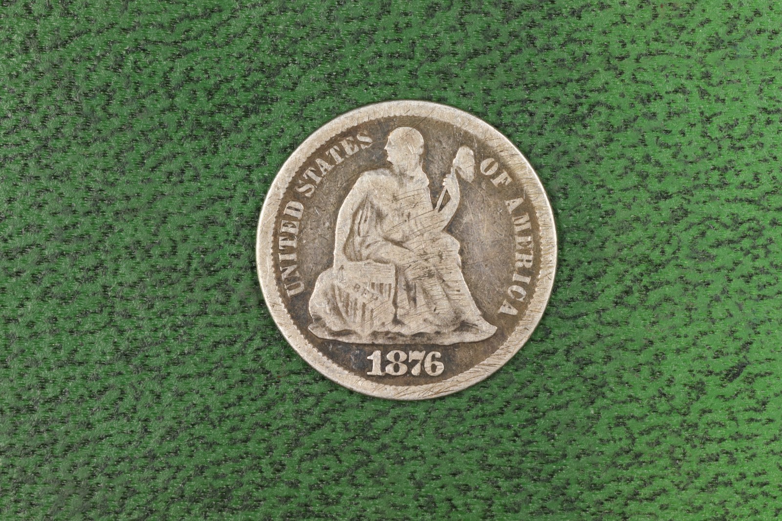 1876-CC 10C SEATED LIBERTY SILVER DIME US TYPE COIN S26-037