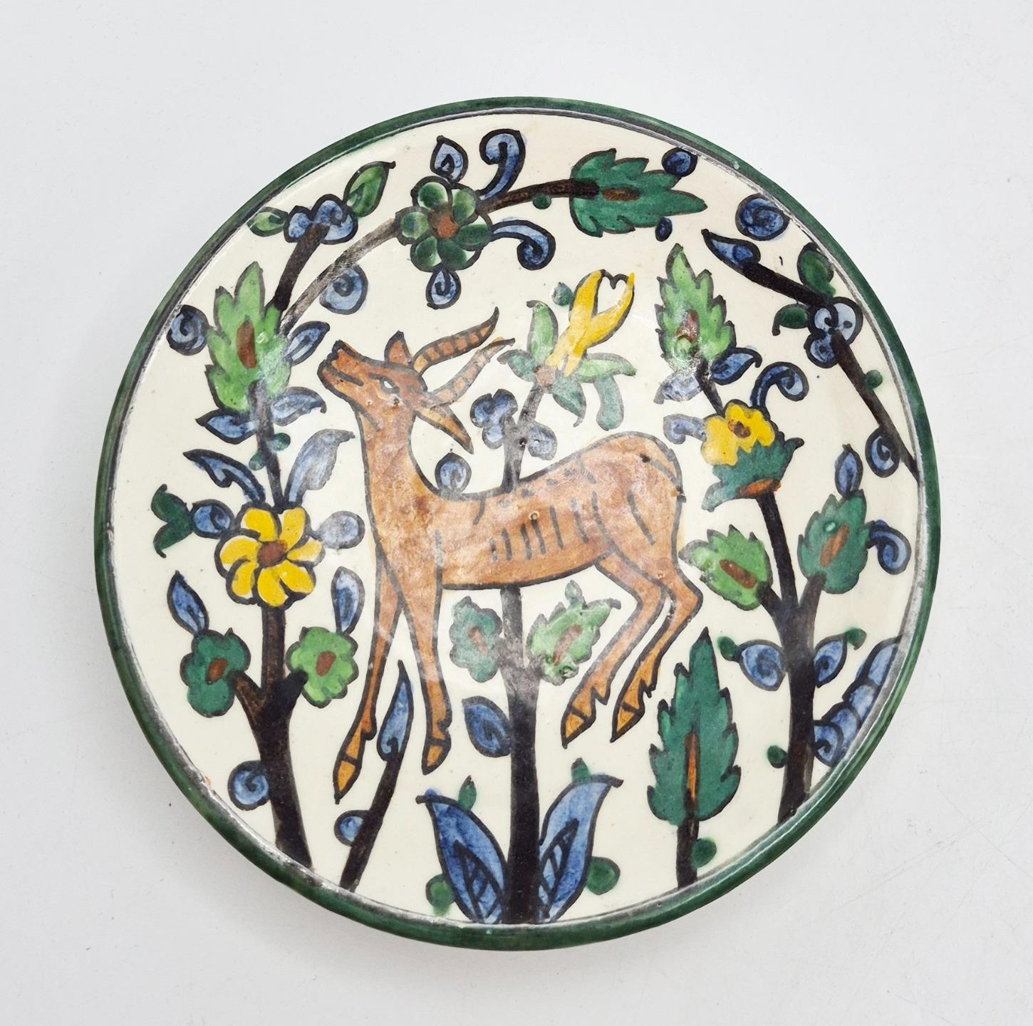 FINE ANTIQUE PALESTINE IZNIK STYLE 7 INCH PLATE / DISH c1935