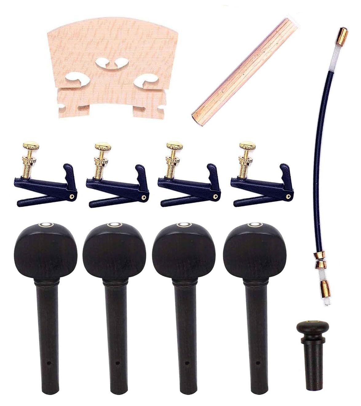 TUOREN 4/4 Violin Parts Fine Tuners Tuning Pegs Sound Post Tailgut Full size 