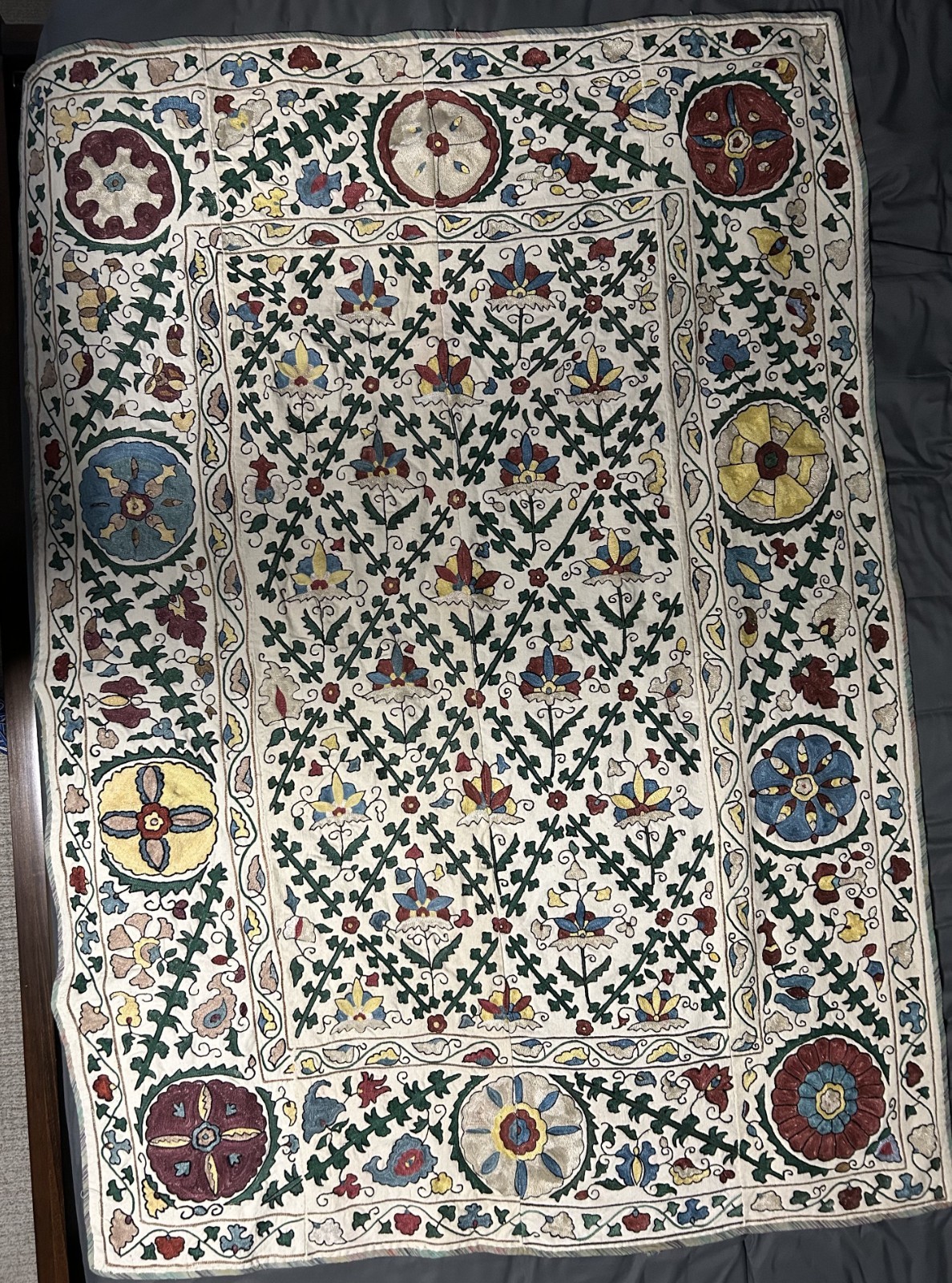 Vintage Uzbek Suzani hand embroidered 48 Vintage Uzbek Suzani hand embroidered 48
