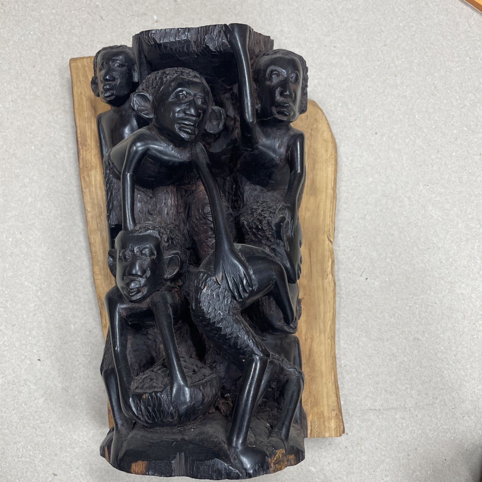 Makonde Vintage Ujamaa Tree Of Life Hand Carved Wood 9”