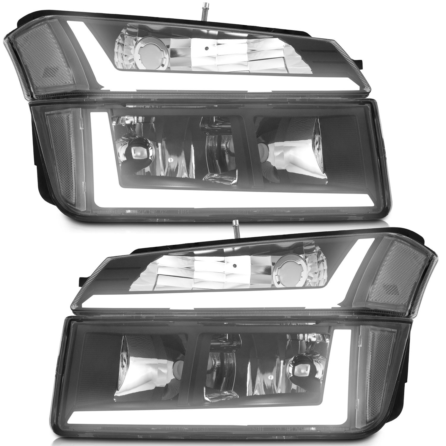 WEELMOTO Pair Headlight LED For 2002-2006 Chevy Avalanche 1500 2500 Clear Corner
