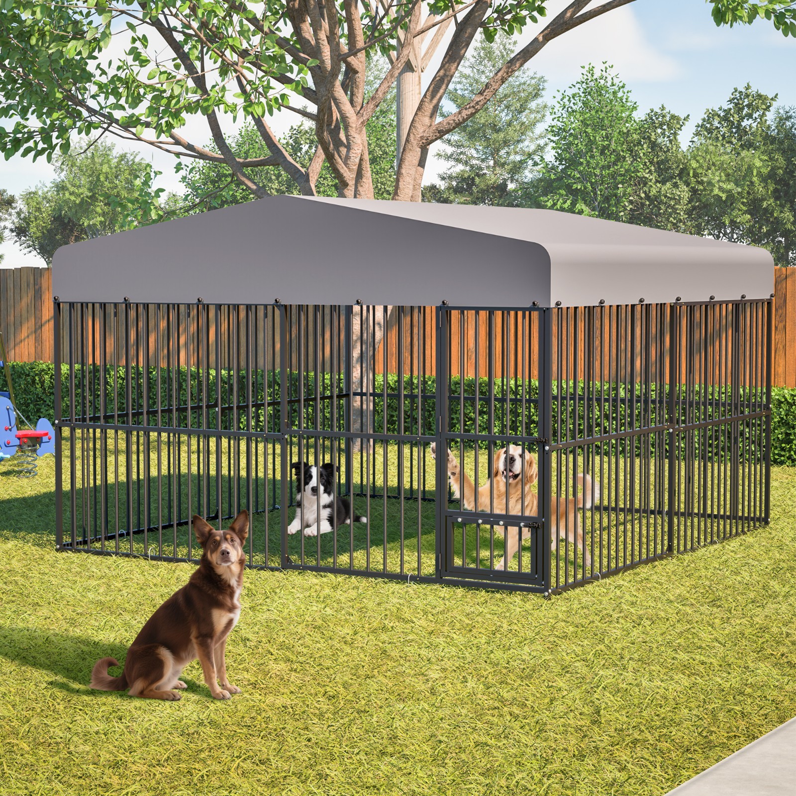 10x10ft Outdoor Pet Dog Run House Kennel Shade Cage Enclosure w/ Cover Playpen