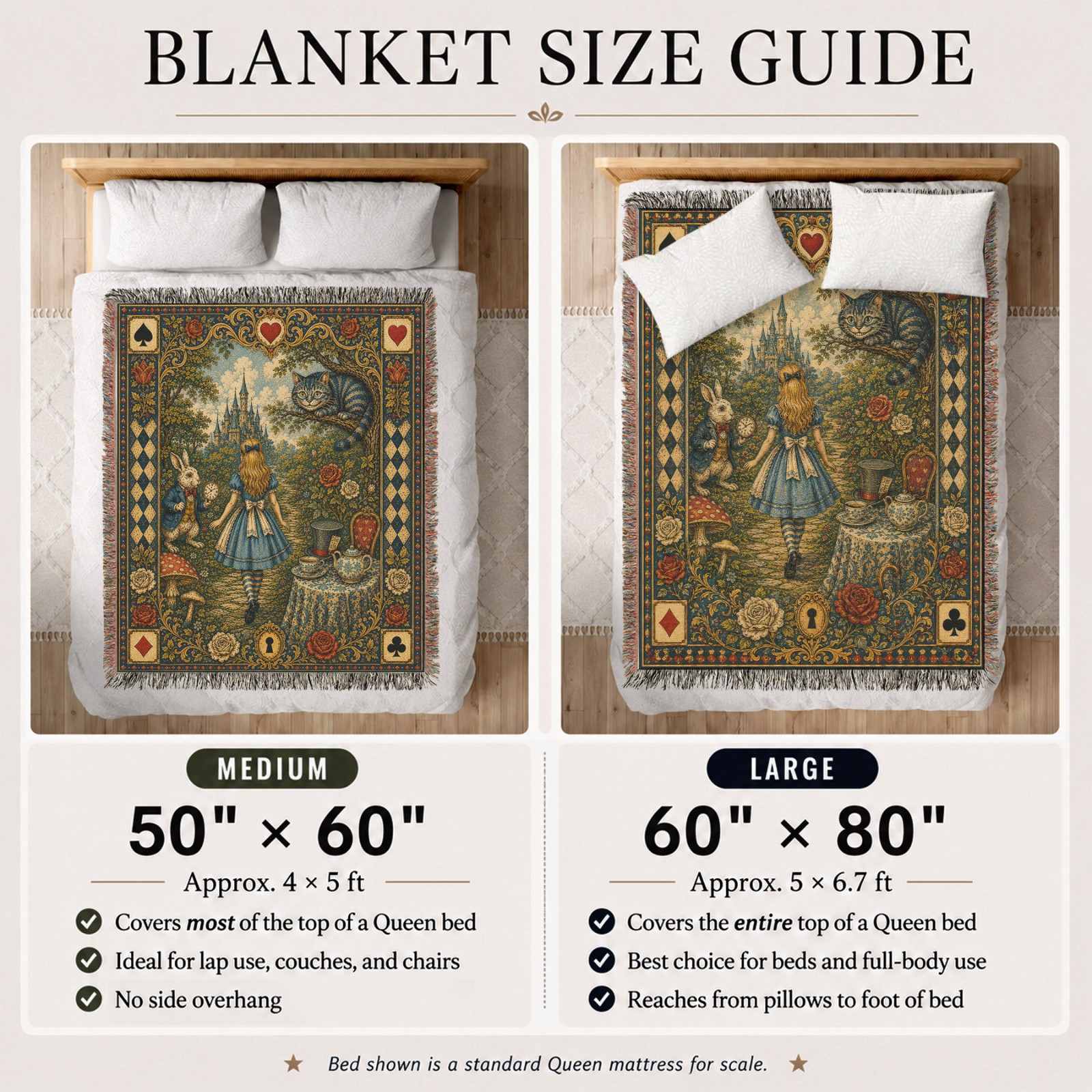 Alice in Wonderland Woven Blanket #1 – Whimsical Fantasy Throw