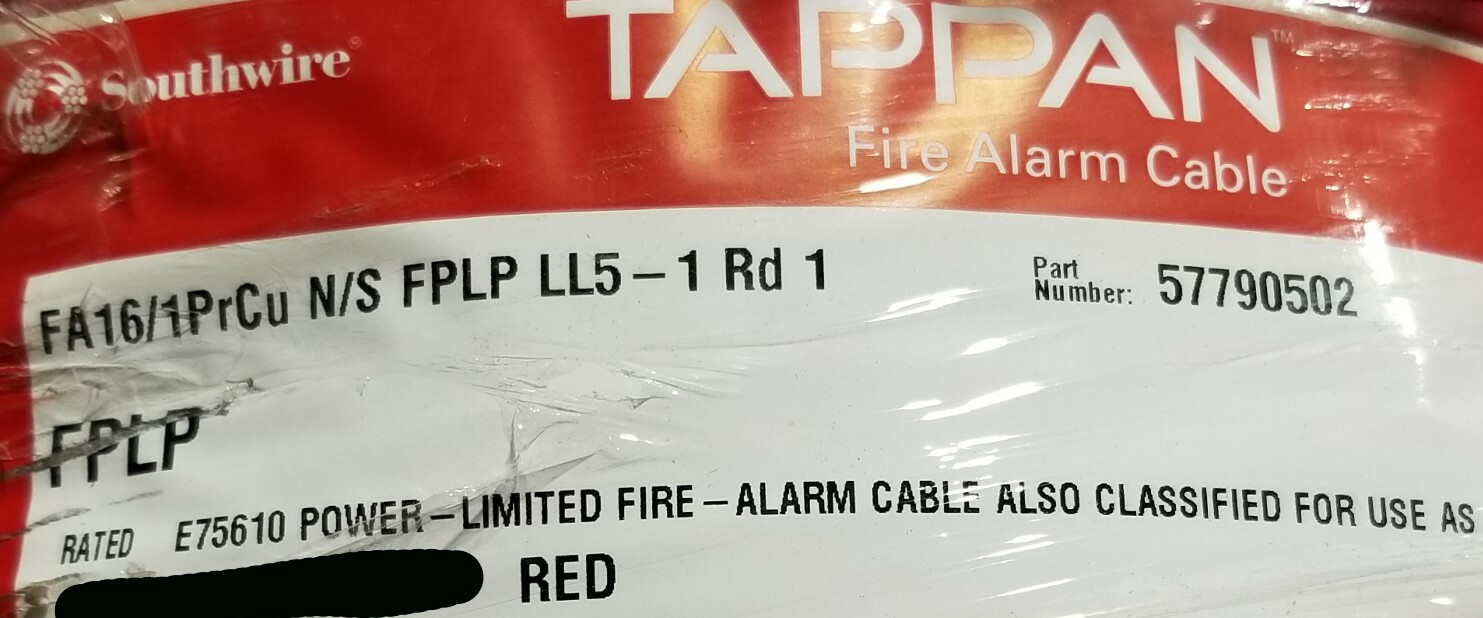 Southwire/Tappan 16/1P Solid New York City Fire Alarm LL5 FPLP Cable /50ft