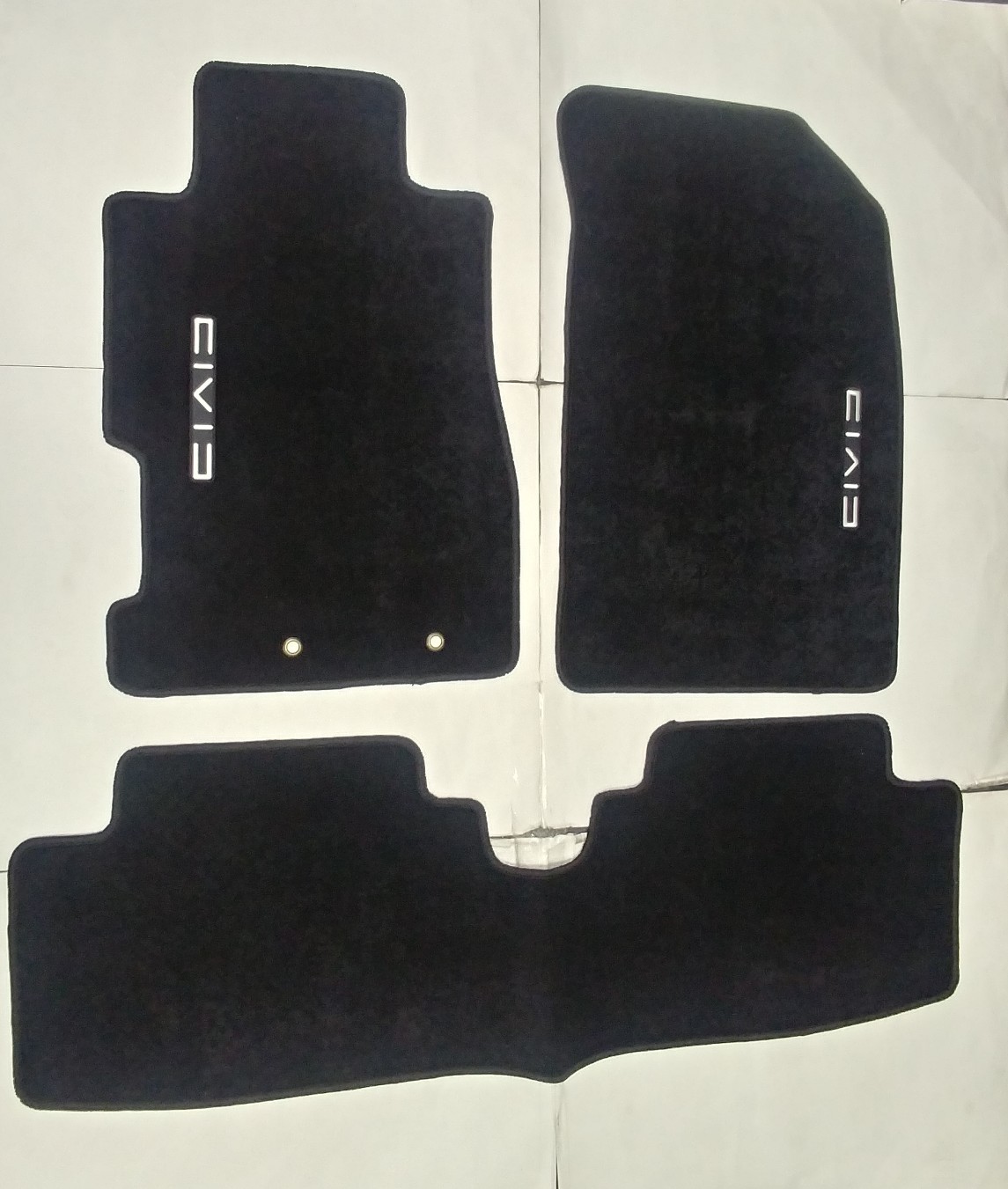 Fit 01-05 HONDA CIVIC Black Nylon Floor Mats Carpet W/ Emblem