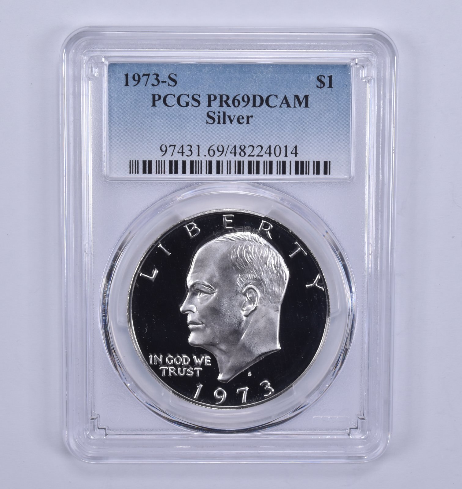1973-S Eisenhower $1 Silver PR69 DCAM PCGS Blue Label