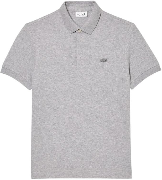 Lacoste Men\'s Short Sleeve Paris Polo Shirt, Silver Heathered, Med