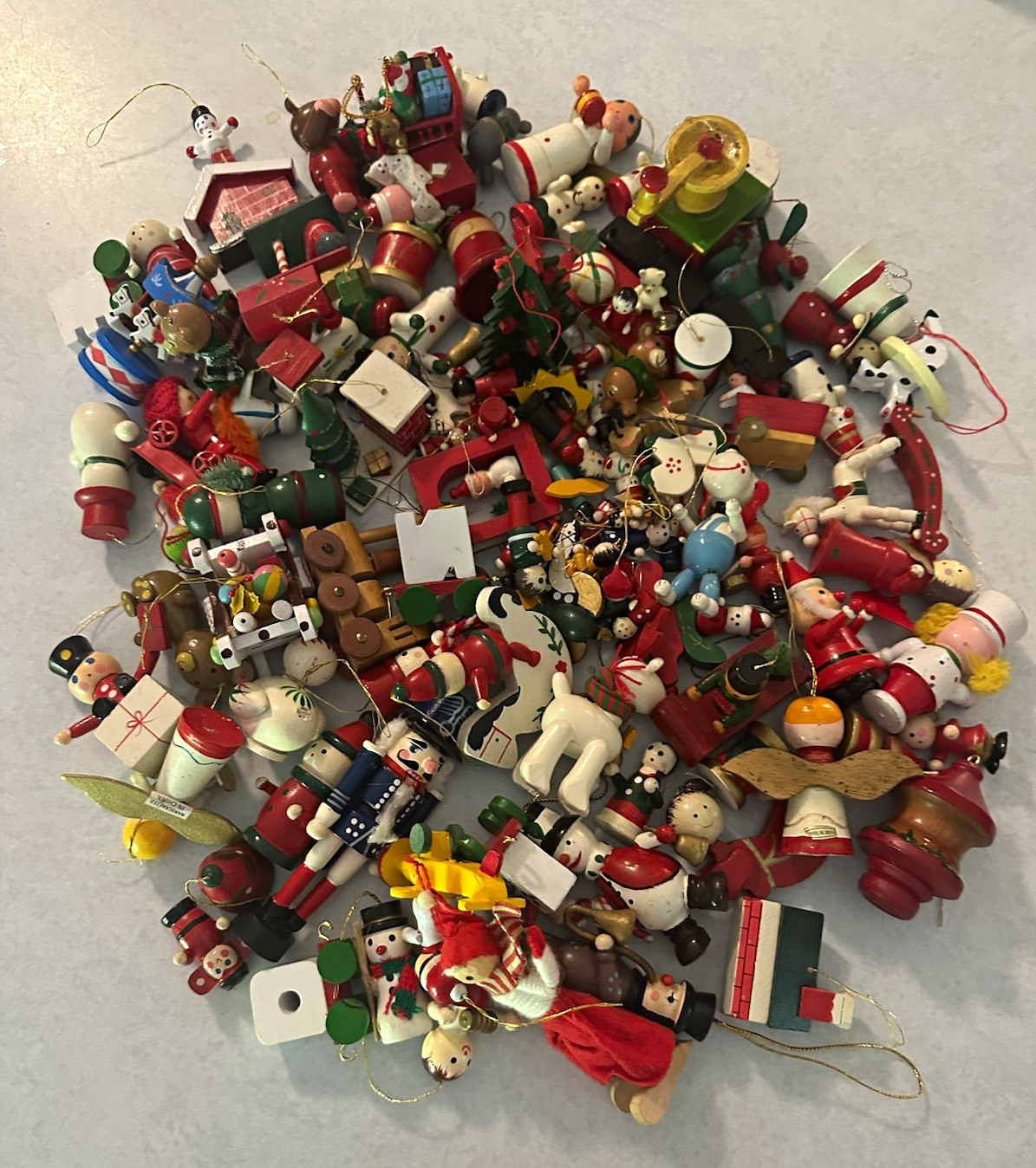 Huge Lot of vintage wooden  Christmas Ornaments 100+ piece assortment