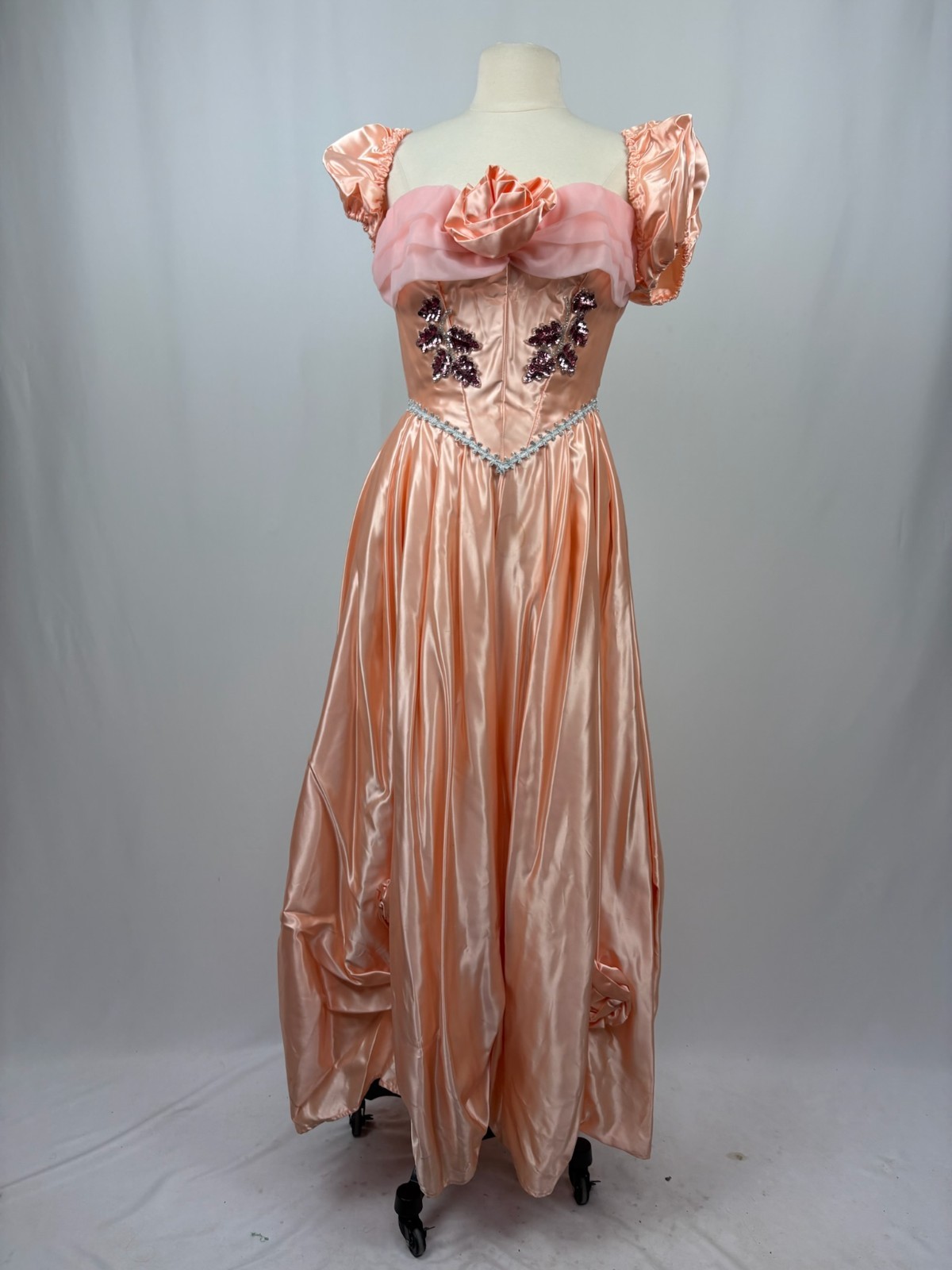 Vintage Rubie’s Pink Satin Princess Gown Costume Theater Rental Quality Fairy 