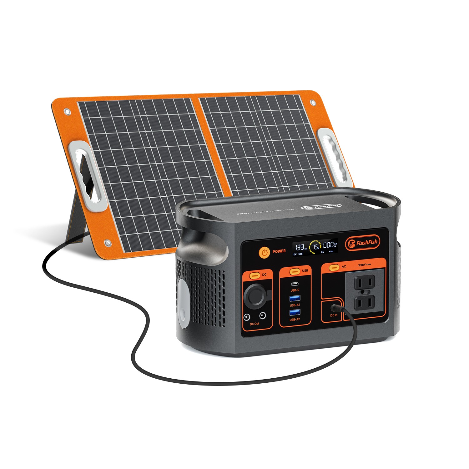 Flashfish 300W Solar Generator 179.2WH Lifepo4 Optional with Solar Panel 60W 18V