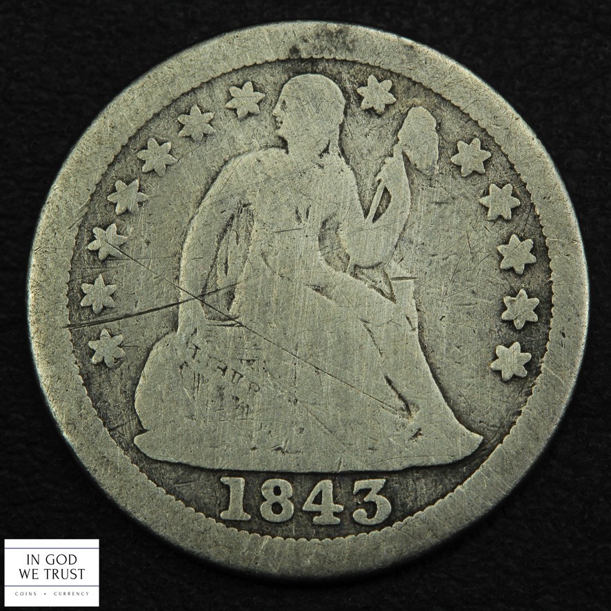1843 O Seated Liberty Silver Dime 10C - Cleaned 1843 O Seated Liberty Silver Dime 10C - Cleaned