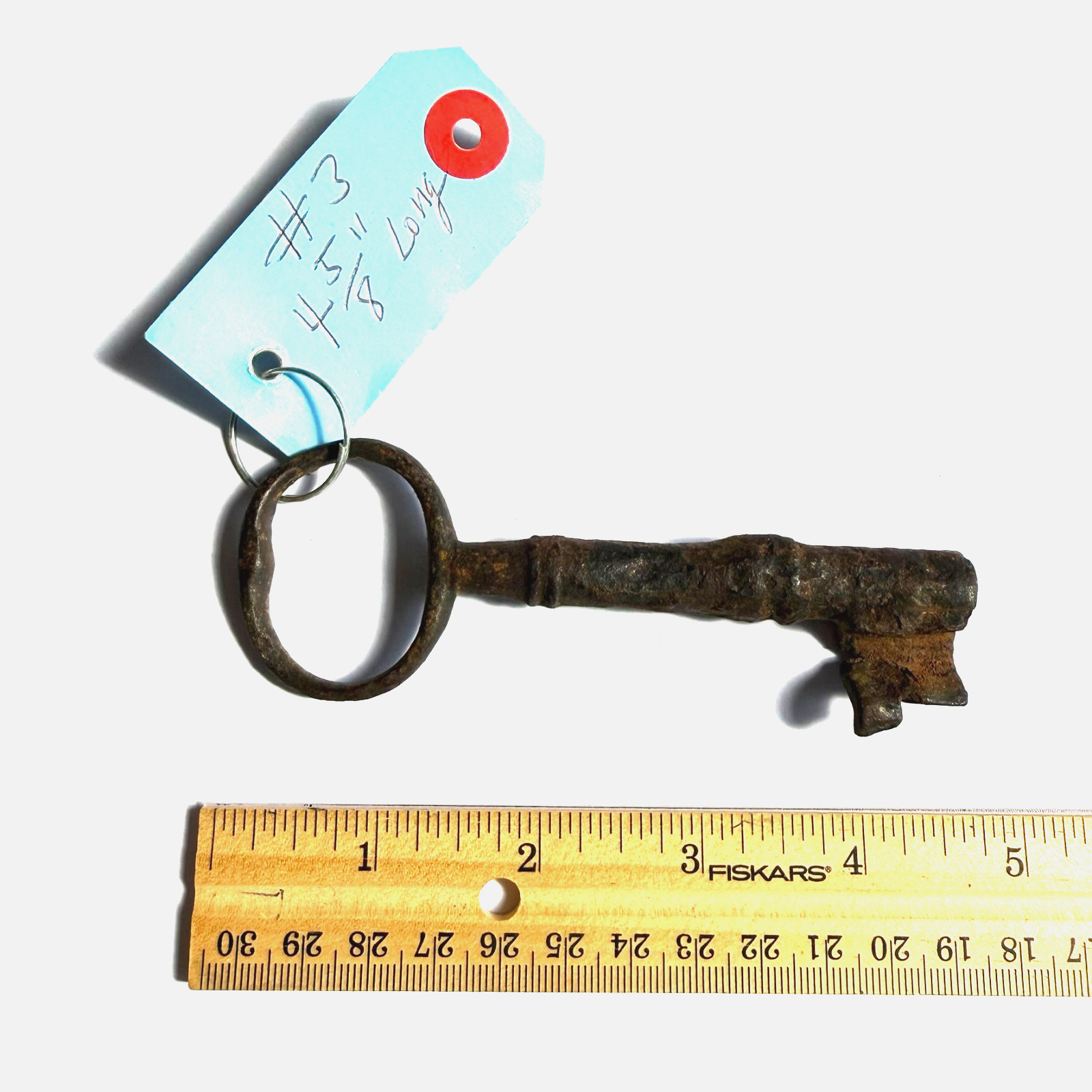 Antique 18th/19th C. Hand Forged Wrought Iron Gate Key-Heavy Skeleton Key 4 5/8\