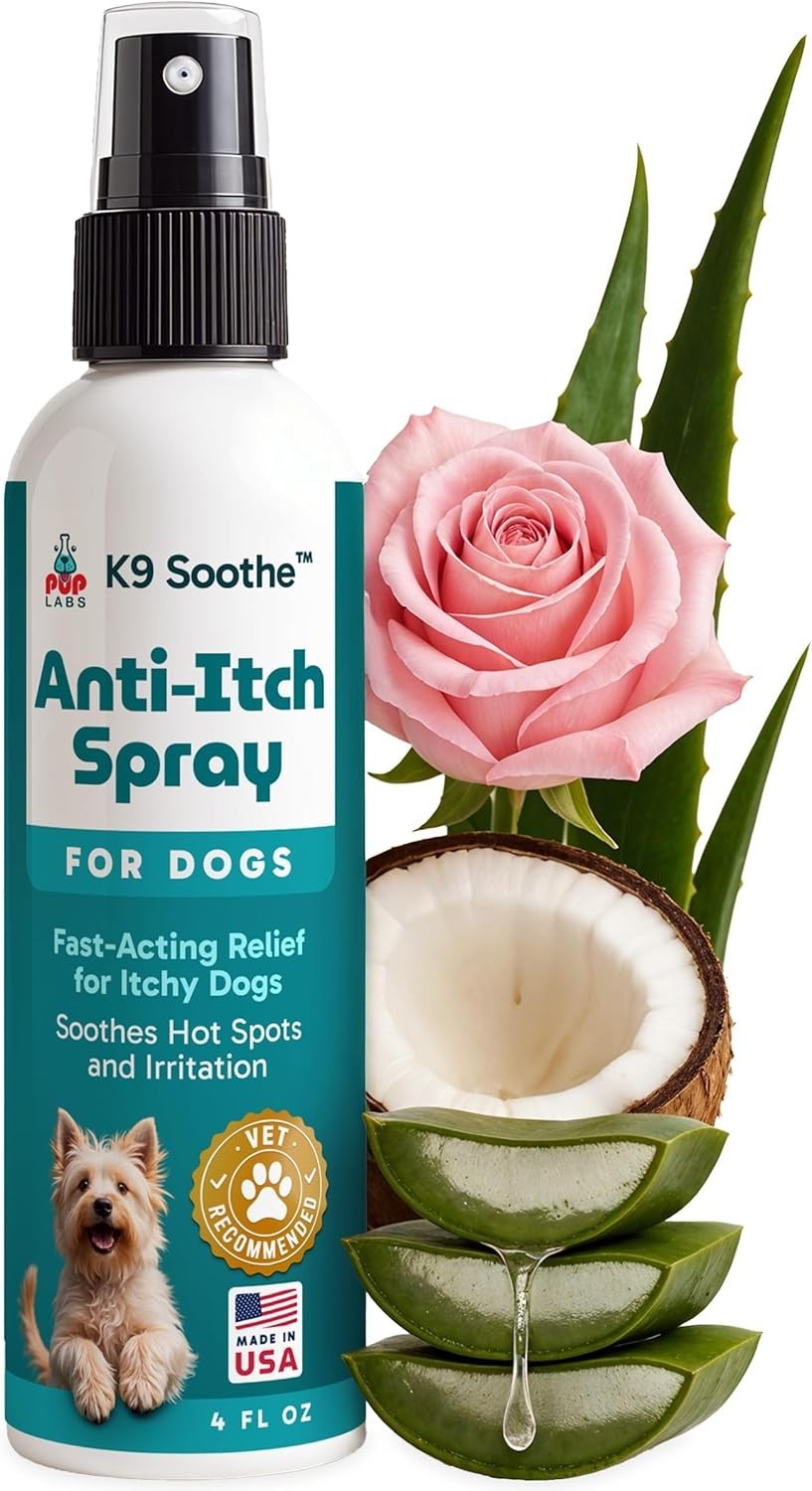 Pup Labs K9 Soothe anti Itch Spray for Dogs with Aloe, Rose, & Coconut, 4 FL OZ Pup Labs K9 Soothe anti Itch Spray for Dogs with Aloe, Rose, & Coconut, 4 FL OZ