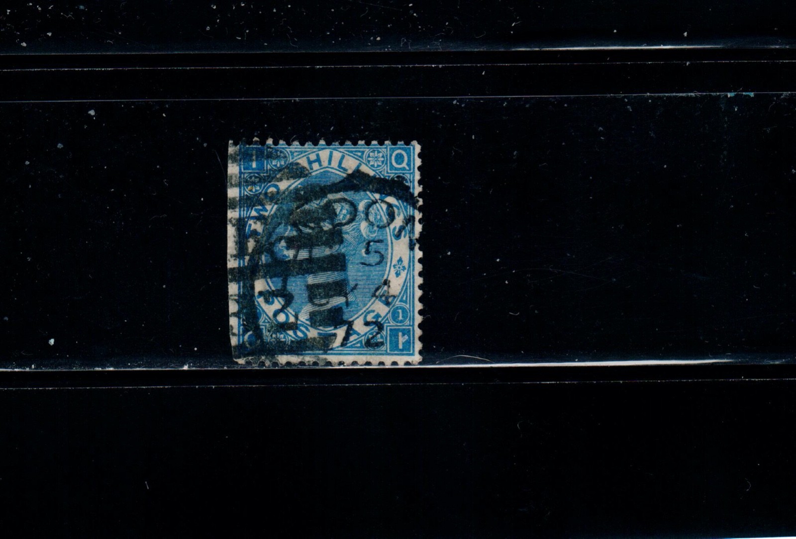 Great Britain SC# 55 Used 1867-80 QV 2sh Deep Blue Plate #1