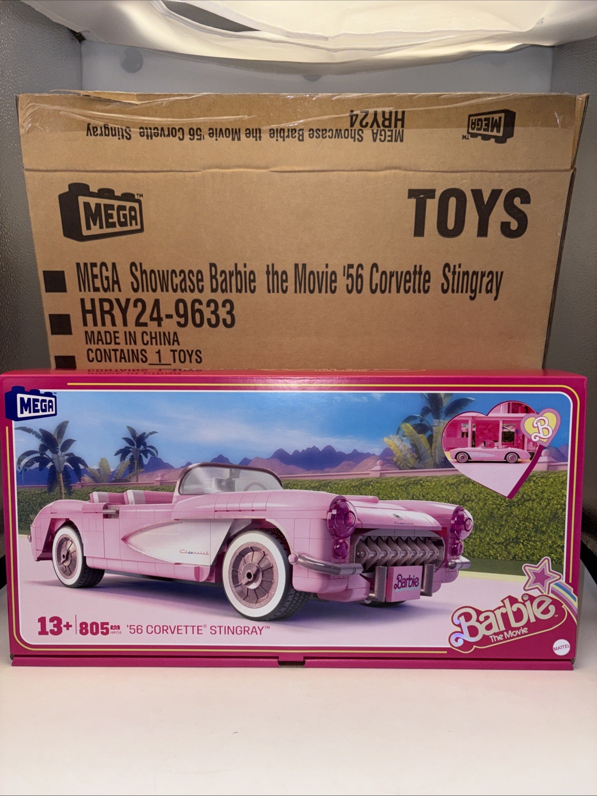 MEGA Barbie The Movie \'56 Corvette Stingray Building Set New Sealed Hry24