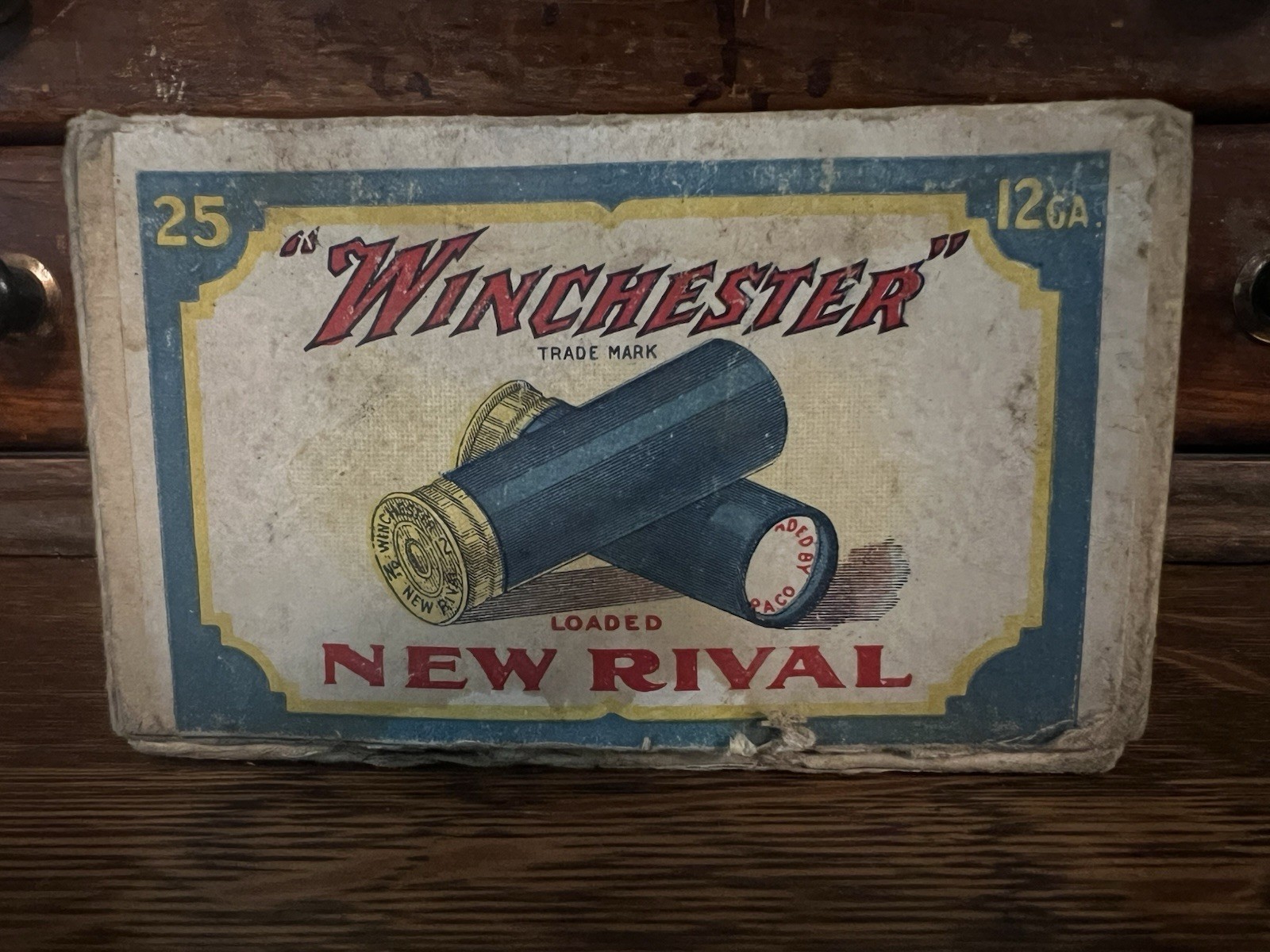 WINCHESTER NEW RIVAL Black Powder Shells 2 - Piece Box - 12 GA Antique Box