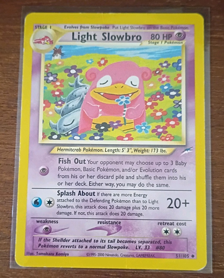 2002 Pokemon Light Slowbro 51/105 Neo Destiny WOTC Vintage Uncommon MP 2002 Pokemon Light Slowbro 51/105 Neo Destiny WOTC Vintage Uncommon MP
