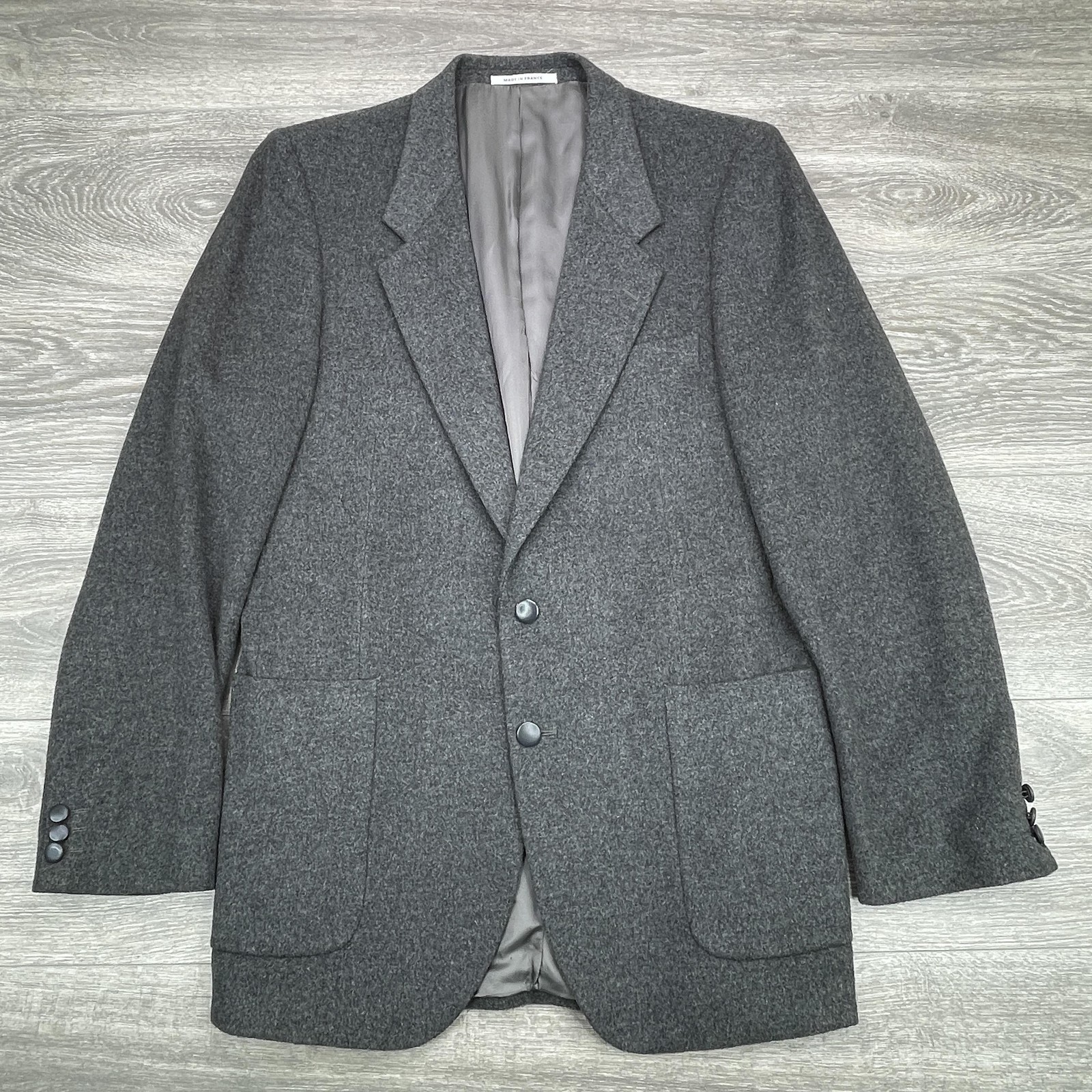Yves Saint Laurent Blazer Mens Large Gray 2 Button Made in France 90s Vintage