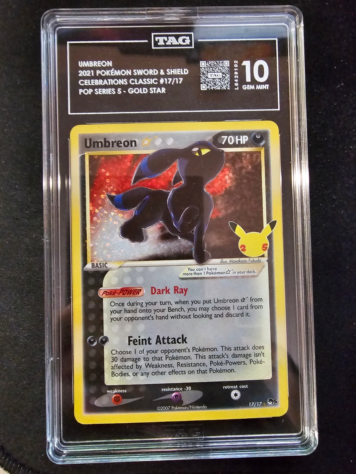 Pokemon 2021 Umbreon Gold Star 17 Celebrations Classic Collection GEM MT TAG 10 Pokemon 2021 Umbreon Gold Star 17 Celebrations Classic Collection GEM MT TAG 10